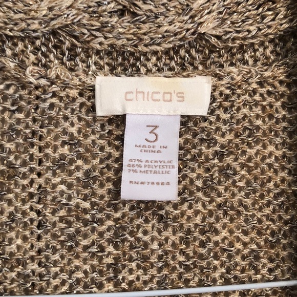 Chicos size 3 gold shimmering sweater vest EUC - Picture 2 of 4
